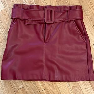 Zara red leather skirt